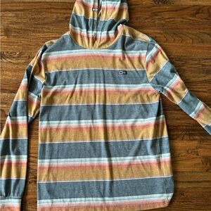 Salty Crew Gray and Gold Striped Long Sleeve Hoodie